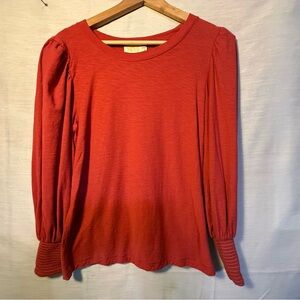 Nation LTD Rust Red Pima Cotton Puff Sleeve Top Size S